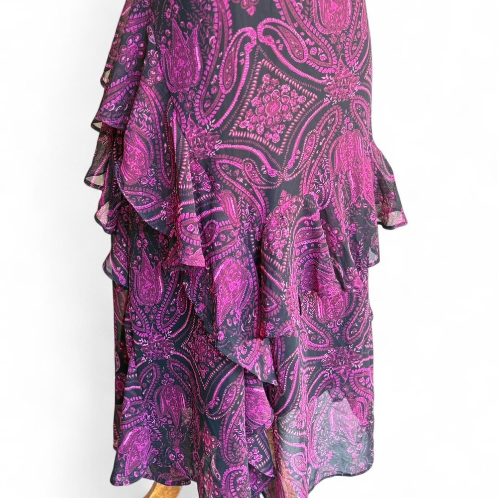 Elegant Paisley Ruffle Skirt - Purple